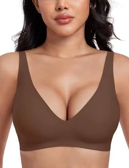 Women'S Seamless Wire-Free Comfortable Full-Cup Bra with Thin Molded Cups for Breathability and Support Beautiful Push up Bra