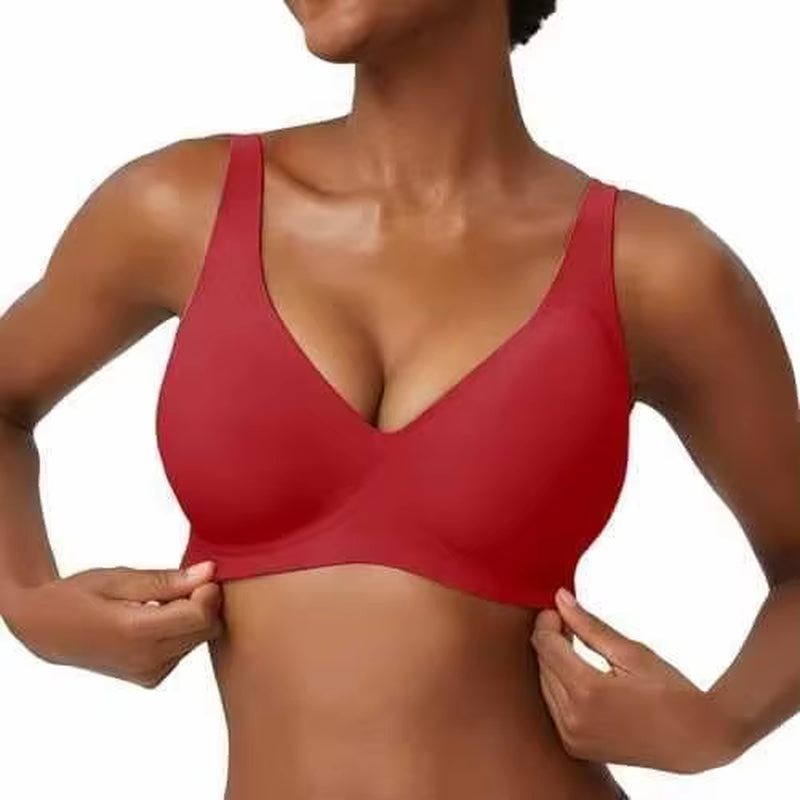 Women'S Seamless Wire-Free Comfortable Full-Cup Bra with Thin Molded Cups for Breathability and Support Beautiful Push up Bra